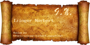 Izinger Norbert névjegykártya